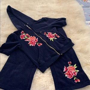 Sz XS Boston Proper French Terry Navy Jogger Set